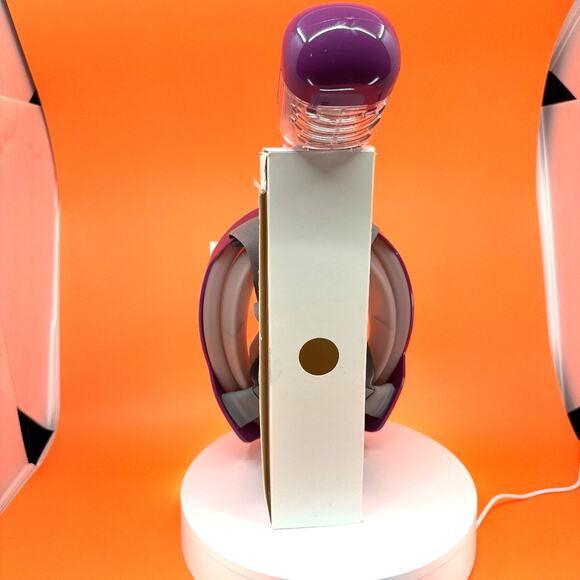 Snorkel Mask- 180 Degree Panoramic Full Face Design in Plum, Size Small/Medium - Picture 13 of 16